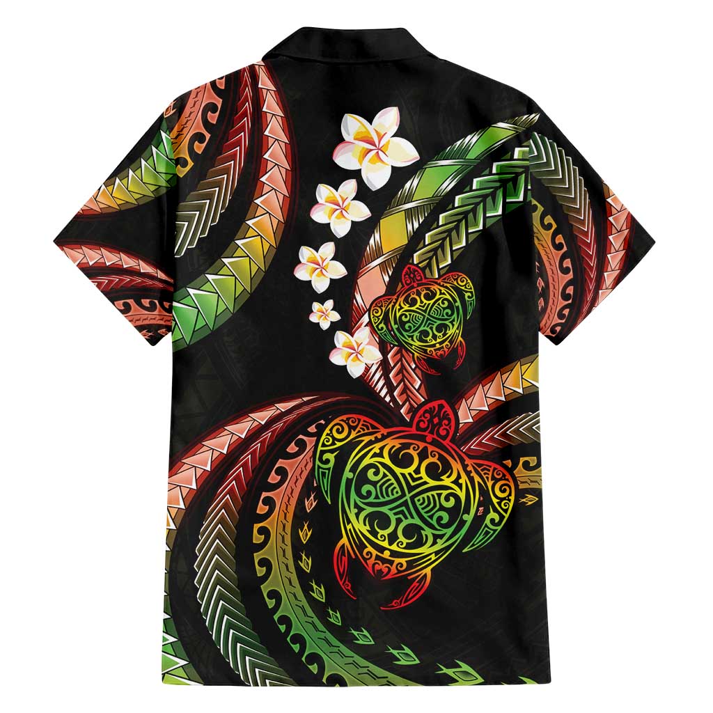 Hawaii Turtles Plumeria Family Matching Long Sleeve Bodycon Dress and Hawaiian Shirt Reggae Polynesian Pattern