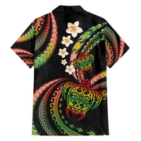 Hawaii Turtles Plumeria Family Matching Long Sleeve Bodycon Dress and Hawaiian Shirt Reggae Polynesian Pattern