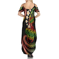 Hawaii Turtles Plumeria Family Matching Summer Maxi Dress and Hawaiian Shirt Reggae Polynesian Pattern LT01 - Polynesian Pride