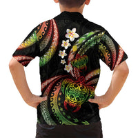 Hawaii Turtles Plumeria Family Matching Tank Maxi Dress and Hawaiian Shirt Reggae Polynesian Pattern