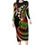 Hawaii Turtles Plumeria Long Sleeve Bodycon Dress Reggae Polynesian Pattern