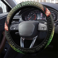 Hawaii Turtles Plumeria Steering Wheel Cover Reggae Polynesian Pattern