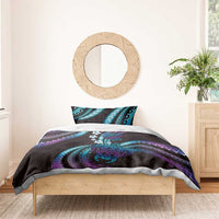 Hawaii Turtles Plumeria Bedding Set Amethyst Gradient Polynesian Pattern