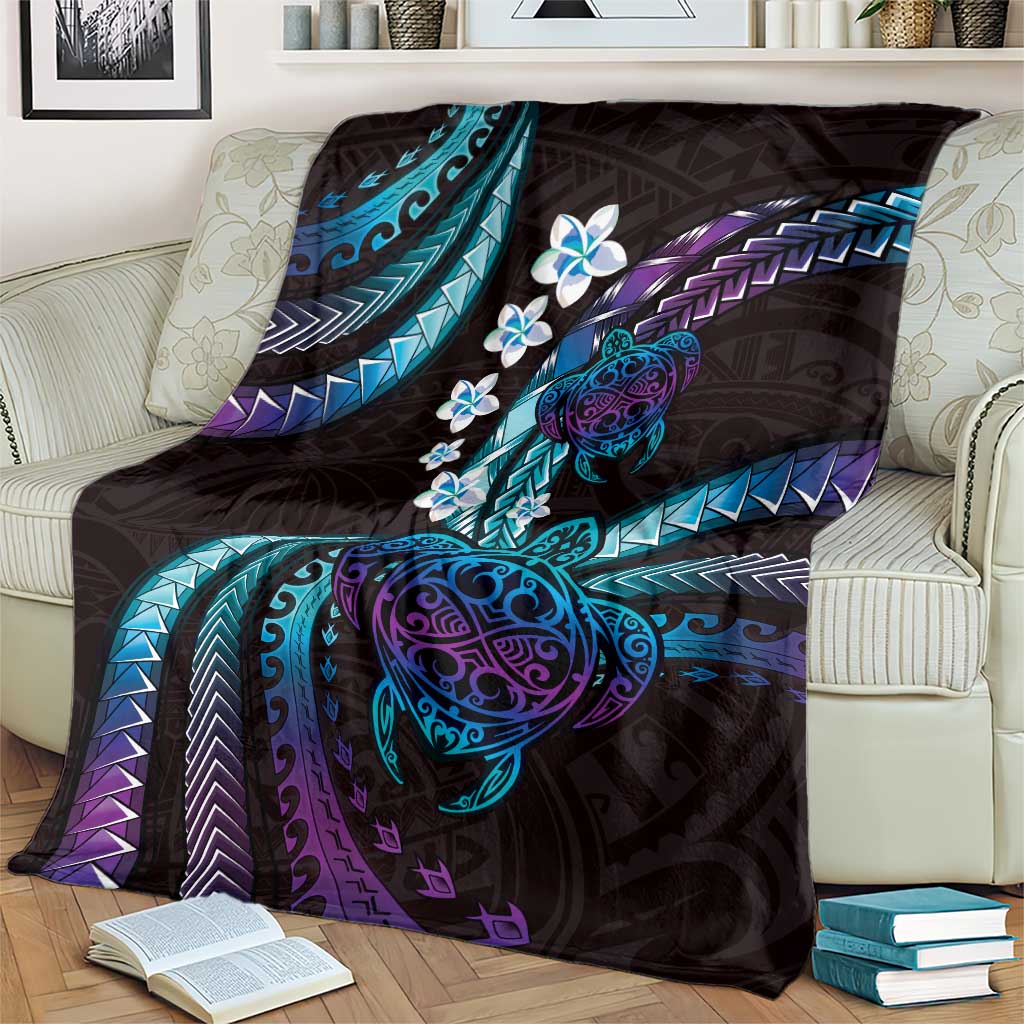 Hawaii Turtles Plumeria Blanket Amethyst Gradient Polynesian Pattern