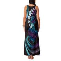 Hawaii Turtles Plumeria Family Matching Tank Maxi Dress and Hawaiian Shirt Amethyst Gradient Polynesian Pattern