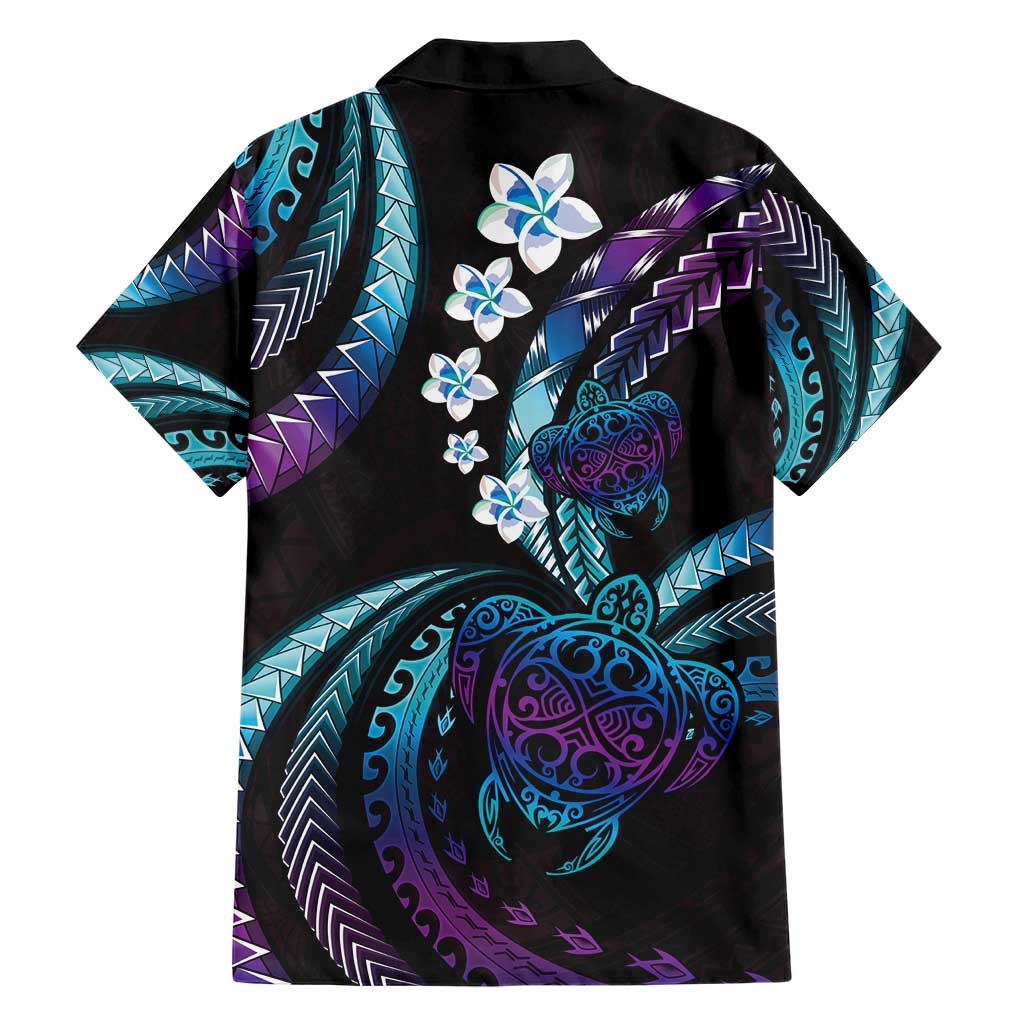 Hawaii Turtles Plumeria Hawaiian Shirt Amethyst Gradient Polynesian Pattern