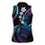 Hawaii Turtles Plumeria Women Sleeveless Polo Shirt Amethyst Gradient Polynesian Pattern