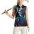 Hawaii Turtles Plumeria Women Sleeveless Polo Shirt Amethyst Gradient Polynesian Pattern
