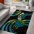 Hawaii Turtles Plumeria Area Rug Chartreuse Cyan Polynesian Pattern