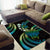 Hawaii Turtles Plumeria Area Rug Chartreuse Cyan Polynesian Pattern
