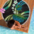 Hawaii Turtles Plumeria Beach Blanket Chartreuse Cyan Polynesian Pattern