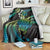 Hawaii Turtles Plumeria Blanket Chartreuse Cyan Polynesian Pattern