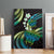 Hawaii Turtles Plumeria Canvas Wall Art Chartreuse Cyan Polynesian Pattern