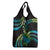 Hawaii Turtles Plumeria Grocery Bag Chartreuse Cyan Polynesian Pattern