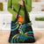 Hawaii Turtles Plumeria Grocery Bag Chartreuse Cyan Polynesian Pattern