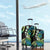 Hawaii Turtles Plumeria Luggage Cover Chartreuse Cyan Polynesian Pattern