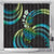 Hawaii Turtles Plumeria Shower Curtain Chartreuse Cyan Polynesian Pattern