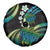 Hawaii Turtles Plumeria Spare Tire Cover Chartreuse Cyan Polynesian Pattern