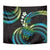 Hawaii Turtles Plumeria Tapestry Chartreuse Cyan Polynesian Pattern