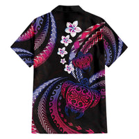 Hawaii Turtles Plumeria Family Matching Off The Shoulder Long Sleeve Dress and Hawaiian Shirt Sweet Gradient Polynesian Pattern