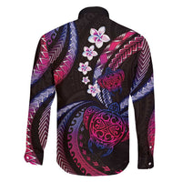 Hawaii Turtles Plumeria Family Matching Off Shoulder Maxi Dress and Hawaiian Shirt Sweet Gradient Polynesian Pattern