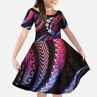Hawaii Turtles Plumeria Family Matching Short Sleeve Bodycon Dress and Hawaiian Shirt Sweet Gradient Polynesian Pattern