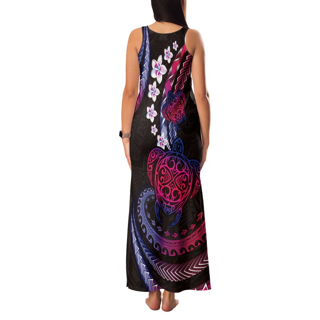 Hawaii Turtles Plumeria Family Matching Tank Maxi Dress and Hawaiian Shirt Sweet Gradient Polynesian Pattern