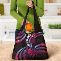 Hawaii Turtles Plumeria Grocery Bag Sweet Gradient Polynesian Pattern