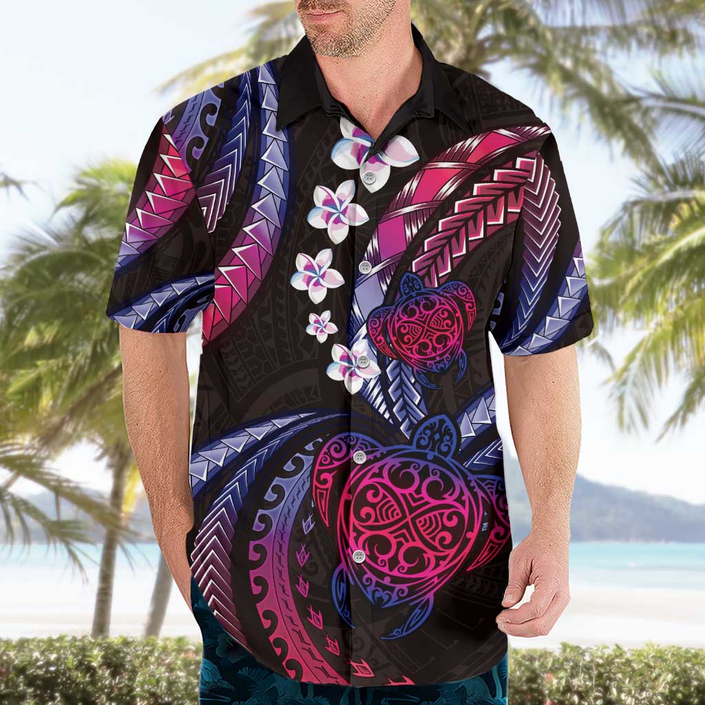 Hawaii Turtles Plumeria Hawaiian Shirt Sweet Gradient Polynesian Pattern