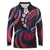 Hawaii Turtles Plumeria Long Sleeve Polo Shirt Sweet Gradient Polynesian Pattern