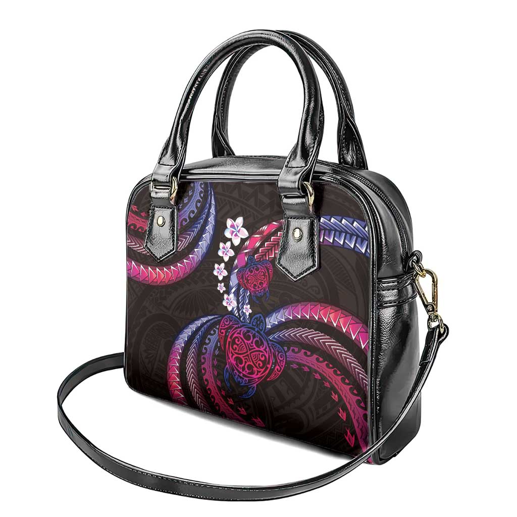 Hawaii Turtles Plumeria Shoulder Handbag Sweet Gradient Polynesian Pattern
