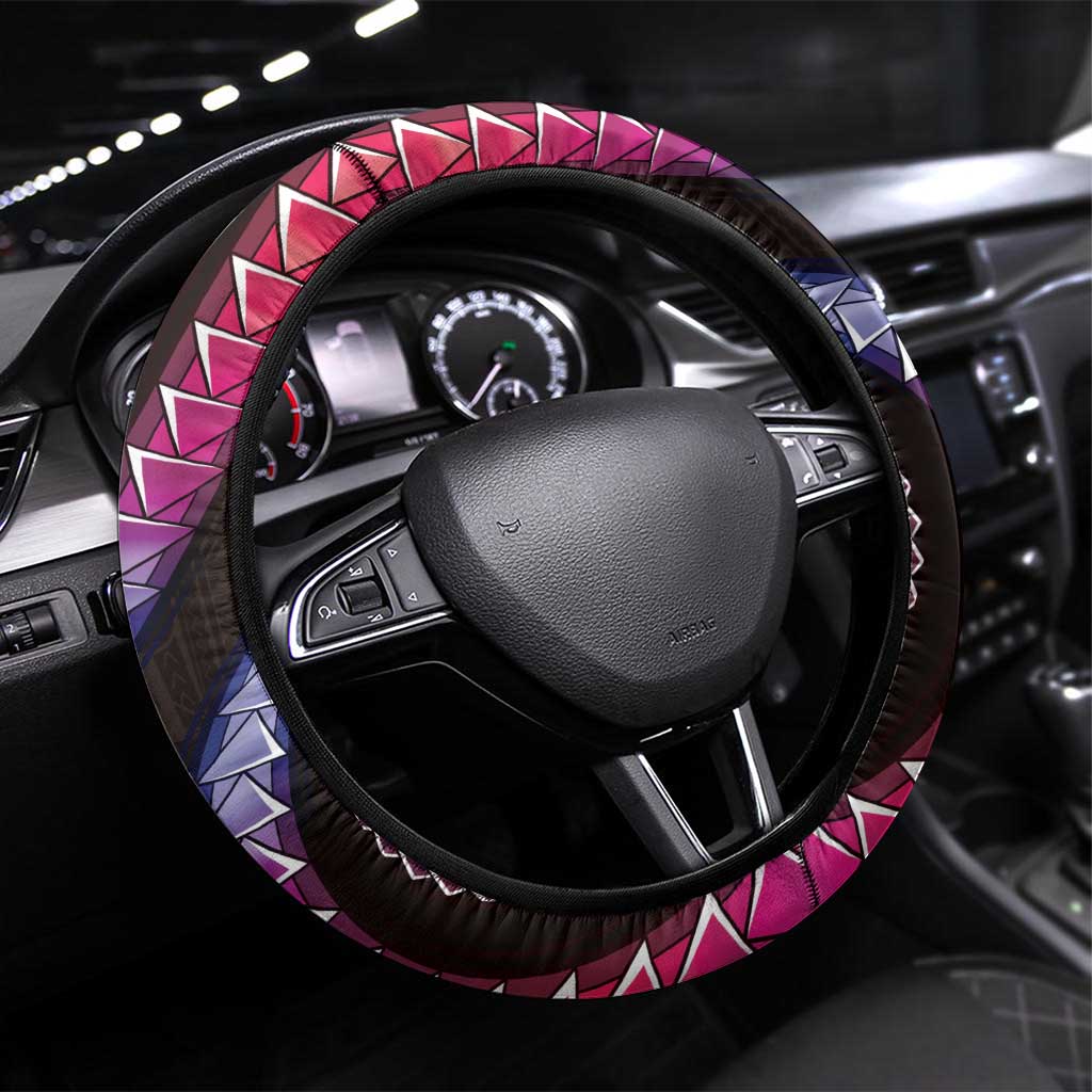 Hawaii Turtles Plumeria Steering Wheel Cover Sweet Gradient Polynesian Pattern