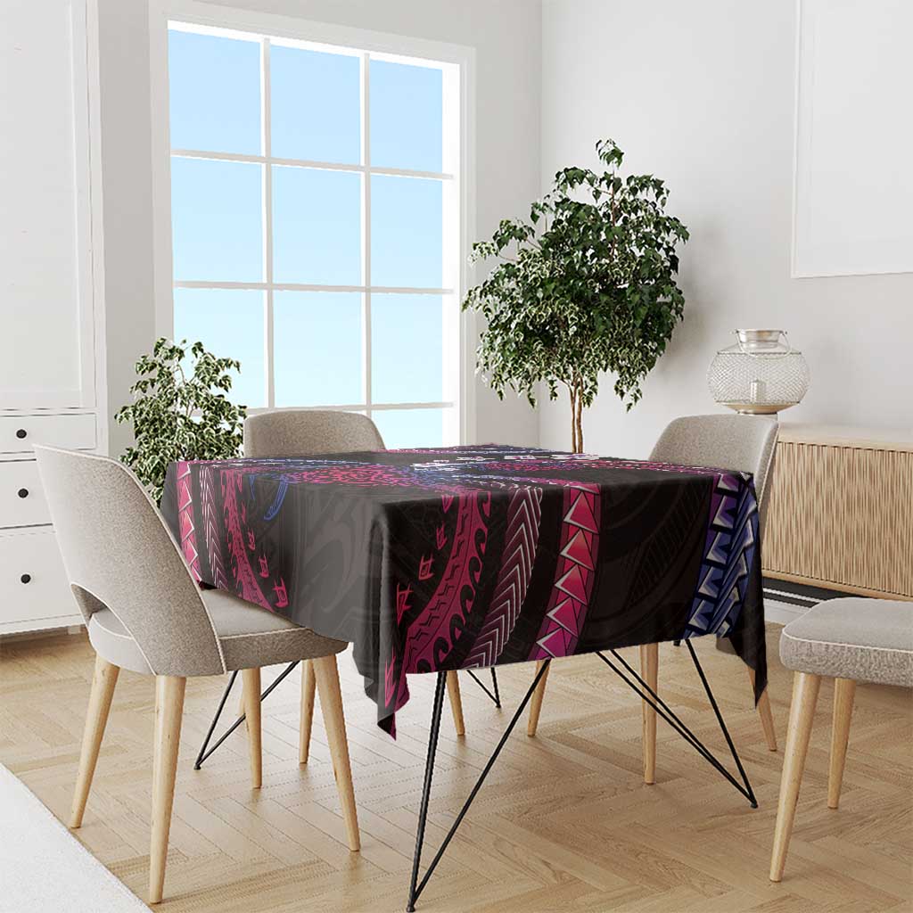 Hawaii Turtles Plumeria Tablecloth Sweet Gradient Polynesian Pattern