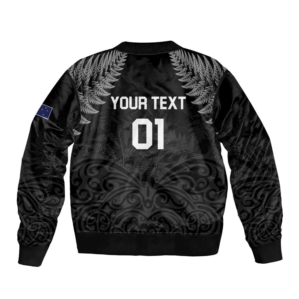 Custom New Zealand 2024 Rugby Bomber Jacket Silver Fern Aotearoa Kiwi