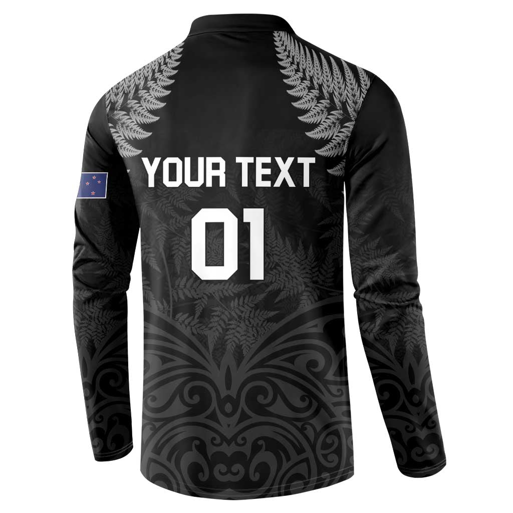 Custom New Zealand 2024 Rugby Button Sweatshirt Silver Fern Aotearoa Kiwi