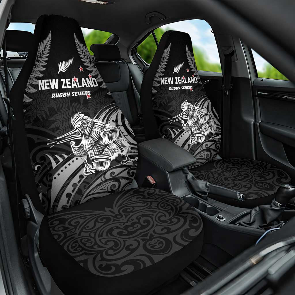 New Zealand 2024 Rugby Car Seat Cover Silver Fern Aotearoa Kiwi LT01 One Size Black - Polynesian Pride