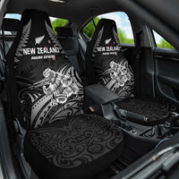 New Zealand 2024 Rugby Car Seat Cover Silver Fern Aotearoa Kiwi LT01 One Size Black - Polynesian Pride