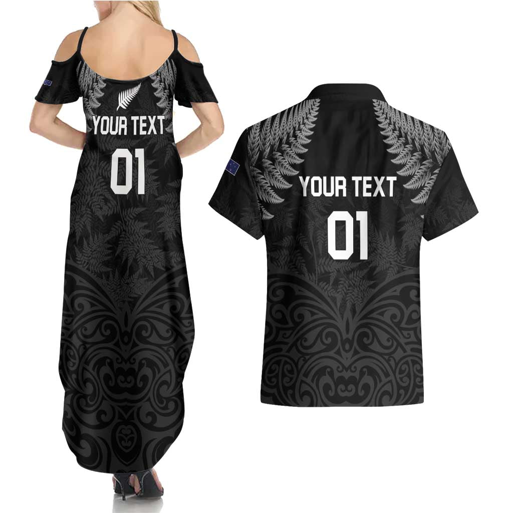 Custom New Zealand 2024 Rugby Couples Matching Summer Maxi Dress and Hawaiian Shirt Silver Fern Aotearoa Kiwi LT01 - Polynesian Pride