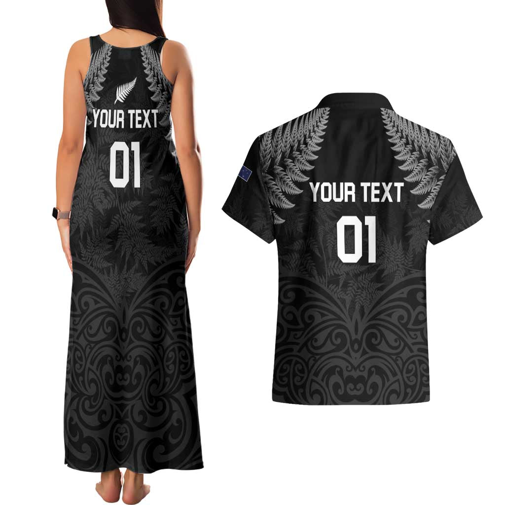 Custom New Zealand 2024 Rugby Couples Matching Tank Maxi Dress and Hawaiian Shirt Silver Fern Aotearoa Kiwi LT01 - Polynesian Pride