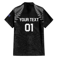 Custom New Zealand 2024 Rugby Family Matching Off The Shoulder Long Sleeve Dress and Hawaiian Shirt Silver Fern Aotearoa Kiwi LT01 - Polynesian Pride