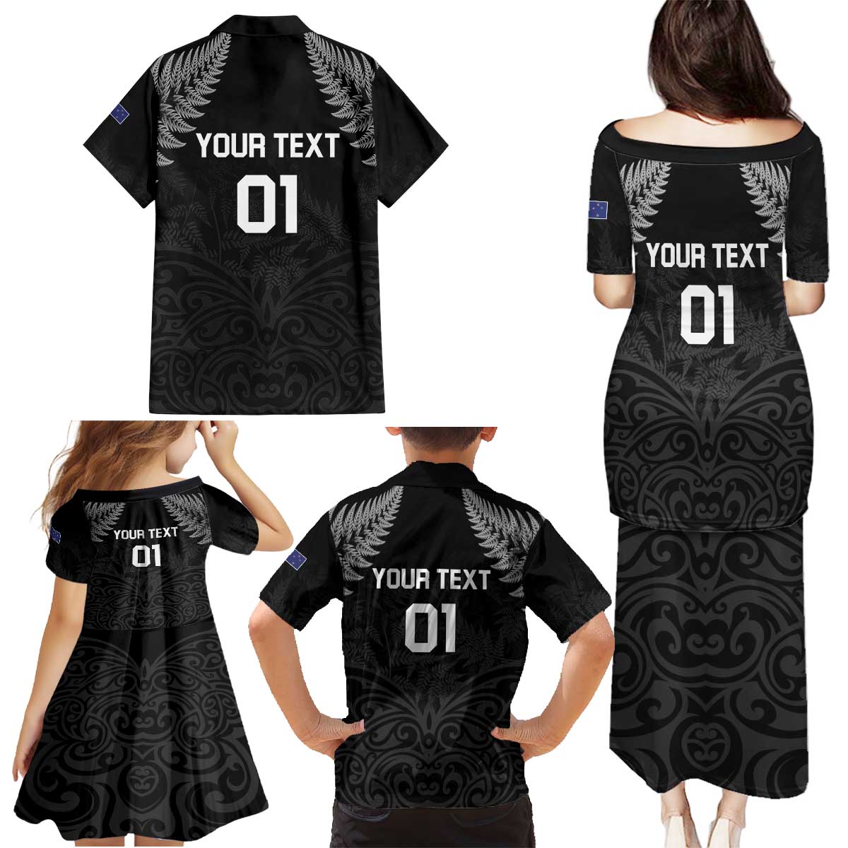 Custom New Zealand 2024 Rugby Family Matching Puletasi and Hawaiian Shirt Silver Fern Aotearoa Kiwi LT01 - Polynesian Pride