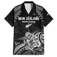 Custom New Zealand 2024 Rugby Family Matching Puletasi and Hawaiian Shirt Silver Fern Aotearoa Kiwi LT01 Dad's Shirt - Short Sleeve Black - Polynesian Pride