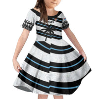 Custom Fiji 2024 Rugby Family Matching Long Sleeve Bodycon Dress and Hawaiian Shirt Fijian Tapa Pattern LT01 Daughter's Dress White - Polynesian Pride