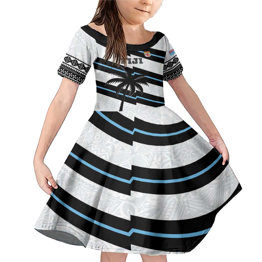 Custom Fiji 2024 Rugby Family Matching Mermaid Dress and Hawaiian Shirt Fijian Tapa Pattern LT01 Daughter's Dress White - Polynesian Pride