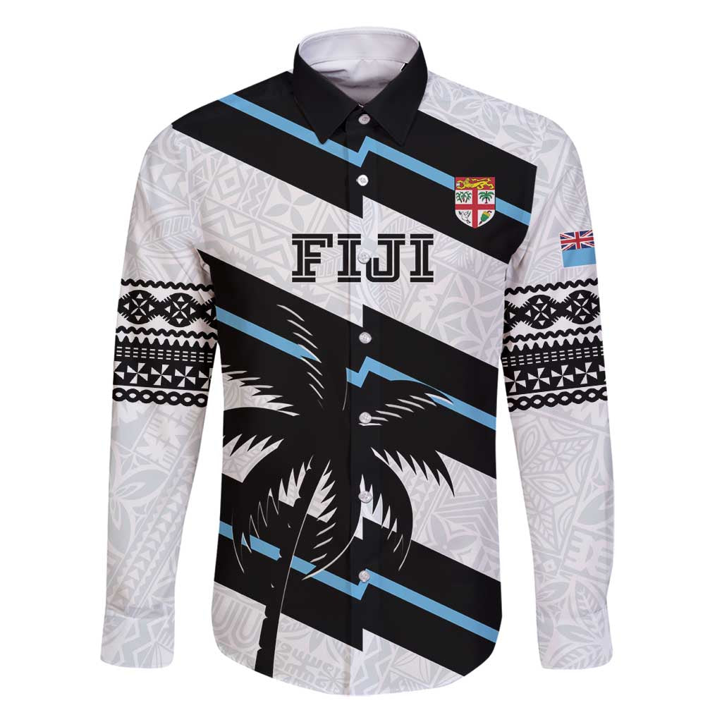 Custom Fiji 2024 Rugby Family Matching Mermaid Dress and Hawaiian Shirt Fijian Tapa Pattern LT01 Dad's Shirt - Long Sleeve White - Polynesian Pride