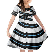 Custom Fiji 2024 Rugby Family Matching Off The Shoulder Long Sleeve Dress and Hawaiian Shirt Fijian Tapa Pattern LT01 Daughter's Dress White - Polynesian Pride