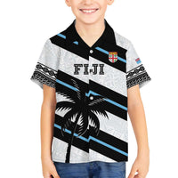 Custom Fiji 2024 Rugby Family Matching Puletasi and Hawaiian Shirt Fijian Tapa Pattern LT01 Son's Shirt White - Polynesian Pride