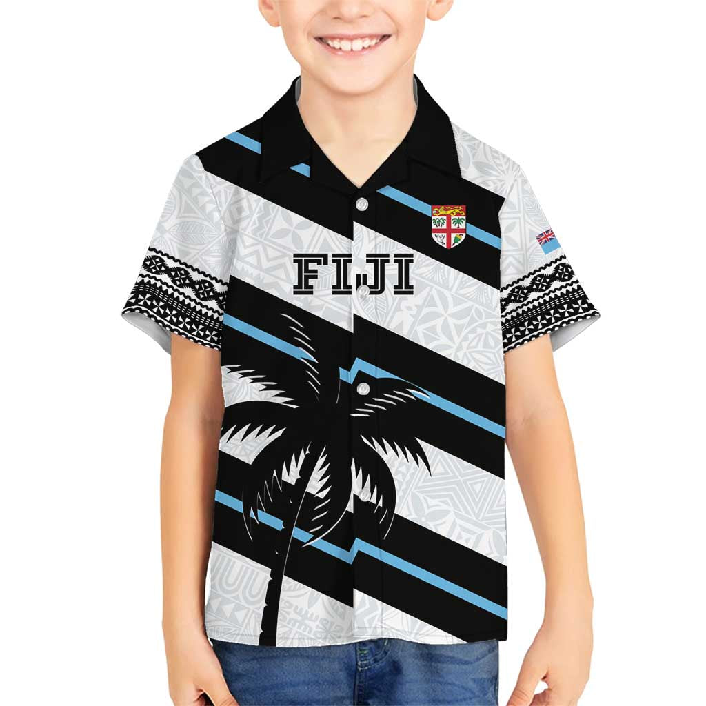 Custom Fiji 2024 Rugby Family Matching Tank Maxi Dress and Hawaiian Shirt Fijian Tapa Pattern LT01 Son's Shirt White - Polynesian Pride