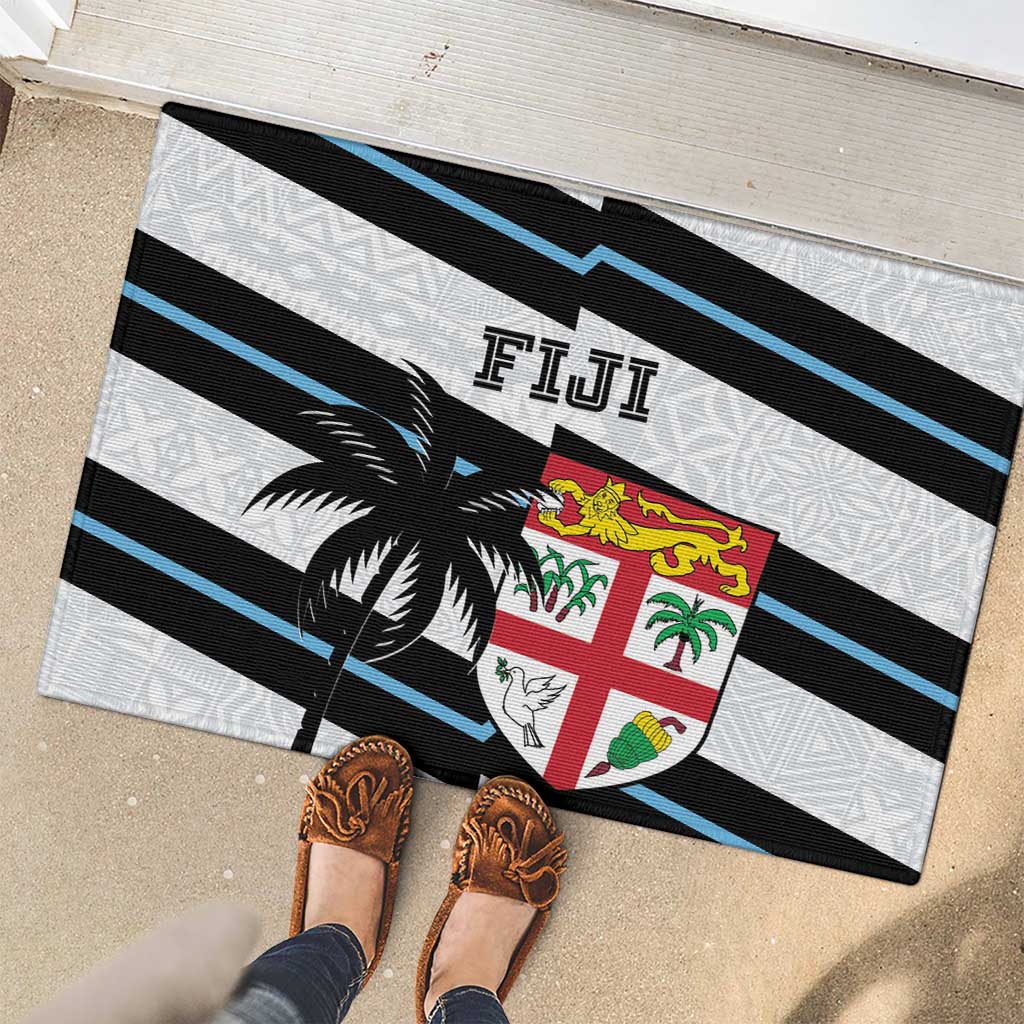 Fiji 2024 Rugby Rubber Doormat Fijian Tapa Pattern