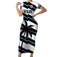 Custom Fiji 2024 Rugby Short Sleeve Bodycon Dress Fijian Tapa Pattern LT01 Long Dress White - Polynesian Pride